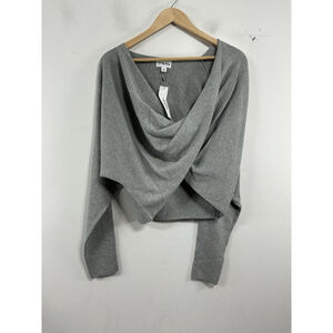 Womans NWT The Drop Long Sleeve Off The Shoulder Cropped Sweater XL Gray